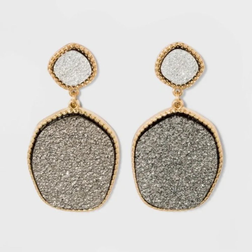 Modern Silver and Gold Textured Earrings